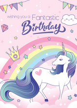 Load image into Gallery viewer, Birthday Unicorn Recordable Audio Voice Greeting Card
