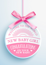 Load image into Gallery viewer, New Baby Girl Recordable Audio Voice Greeting Card
